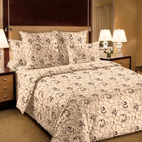 Постельное белье "Текс-Дизайн" Вензель бежевый Перкаль (1,5-спальный)