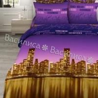 Постельное белье "Василиса" Ночной город 1 Бязь (Евро)