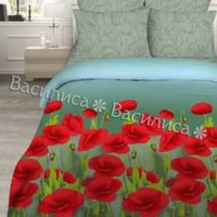 Постельное белье "Василиса" Алые маки 1 Бязь (Дуэт (Семейный))