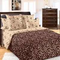 Постельное белье "Текс-Дизайн" Вензель коричневый Перкаль (Евро)