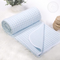 Одеяло-покрывало "АртПостель" Клетка голубая Трикотаж (1,5-спальный, 140*200см.)