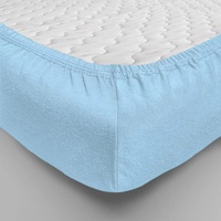 Простынь на резинке "Люксония" цвет Голубой Трикотаж (180*200см.)