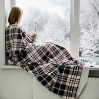 Плед флисовый Артпостель Клетка цвет белый-графит 220*200
