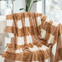 Плед флисовый "АртПостель" Квадро цвет карамель (220*200см.)