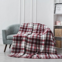 Плед флисовый "АртПостель" Клетка цвет белый-красный (180*200см.)