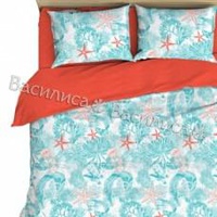 Постельное белье "Василиса" Голубая лагуна Карибы Бязь (Евро)