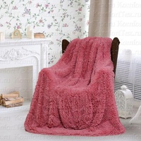 Плед "КомфортТекс" длинный ворс Premium цвет брусника (220*240см.)