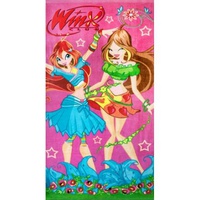 Полотенце пляжное махровое "Лейтекс" Винксы розовые (70*140см.)