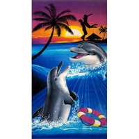 Полотенце пляжное махровое "Лейтекс" Танец дельфинов (70*140см.)